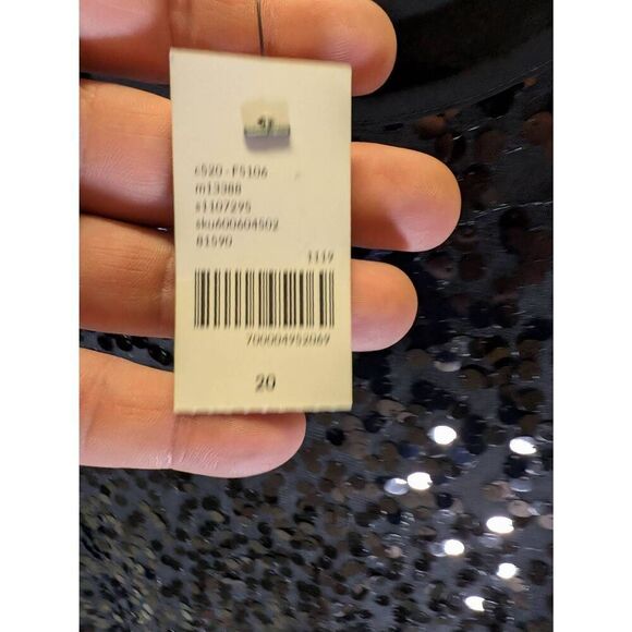 NWT Lane Bryant Top Black Mesh Sequin Disk Front Cap Sleeve Party Shirt Women's - Picture 4 of 6